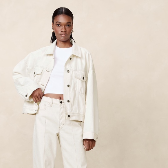 Banana Republic Cream Jean Jacket - Picture 1 of 8